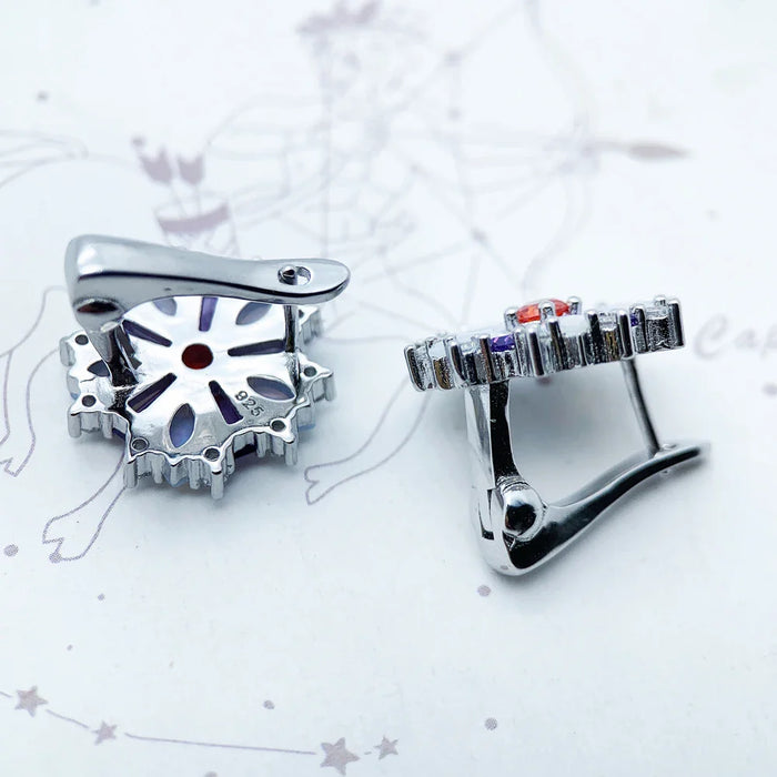 925 Sterling Silver Colourful Flower Ear Clip Europe Style Fine Jewelry For Women