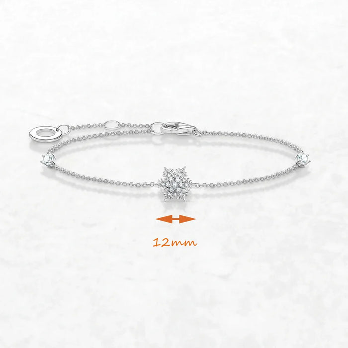 925 Sterling Silver Snowflake Bracelet Link Chain For Women