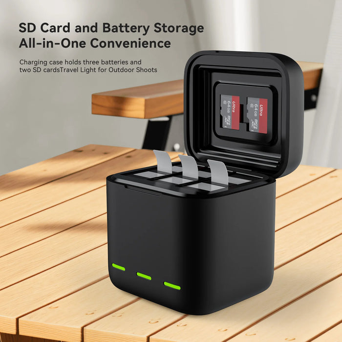 3-Slot Portable Charger For Gopro Hero 13 Batteries