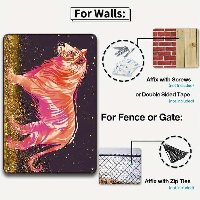 Chic Pink Animal Tin Signs 3Pcs Set