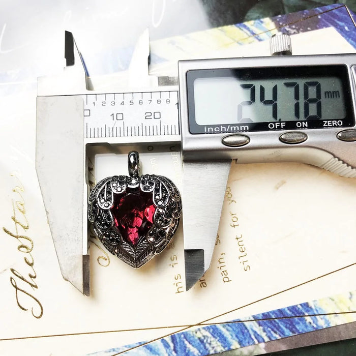 925 Sterling Silver Romantic Red Heart Pendant Crystal Jewelry For Women