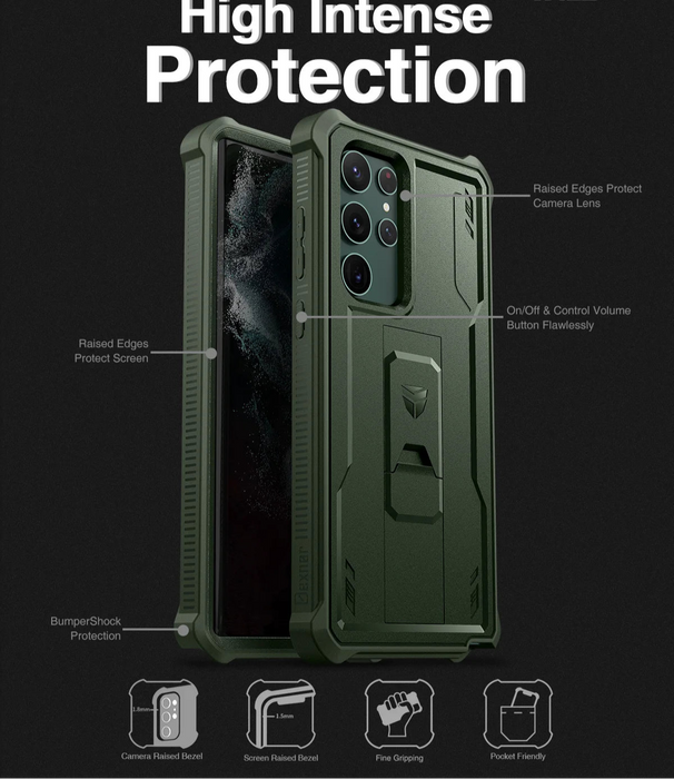For Samsung Galaxy S22 Ultra 5G Full Body Bumper Military Grade Armor Shockproof Shell Case With Built In Screen Protector