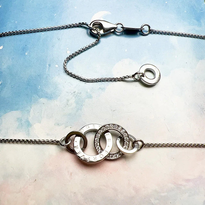 925 Sterling Silver Forever Together Necklace Link Chain Romantic Gift