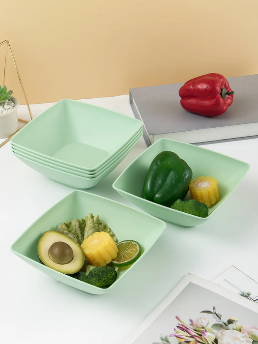2 / 6 / 12 Piece Reusable Large Plastic Green Square Bowls Ideal For Soup Noodles Oatmeal