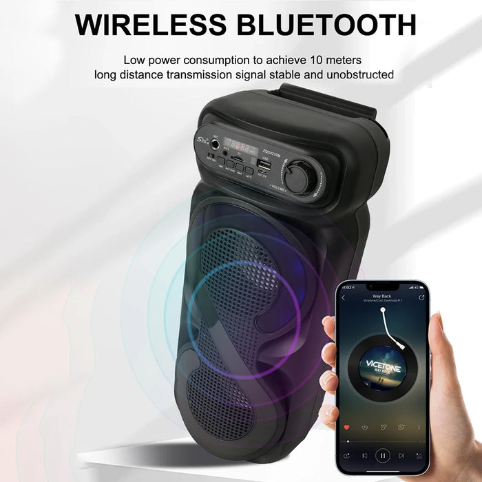 16W Portable Wireless Speaker Karaoke Speaker Usb / Tf Portable Boombox Music Stereo Subwoofer High Volume Speaker For Home Travel