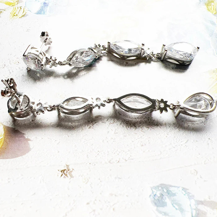 925 Sterling Silver Tear Drop Earrings White Zircon Jewelry For Women