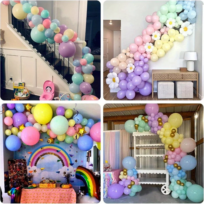 141Pcs Rainbow Unicorn Balloon Wreath Set With Colourful Candy Macaron Balloons For Wedding Birthday And Party Decoration