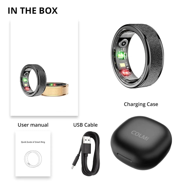 Unisex Smart Ring With Charging Case Health & Sleep Monitor 5Atm Waterproof