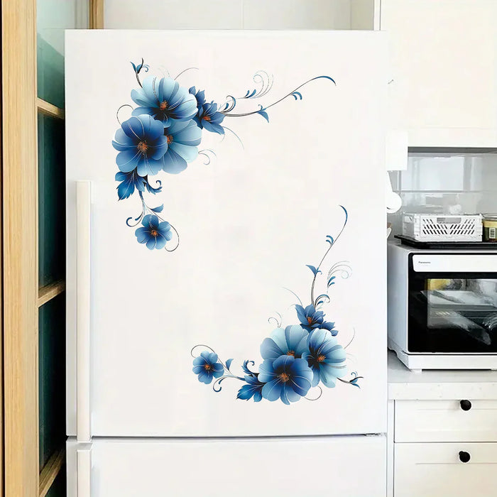Watercolour Blue Flower Wall Sticker For Living Room Decor