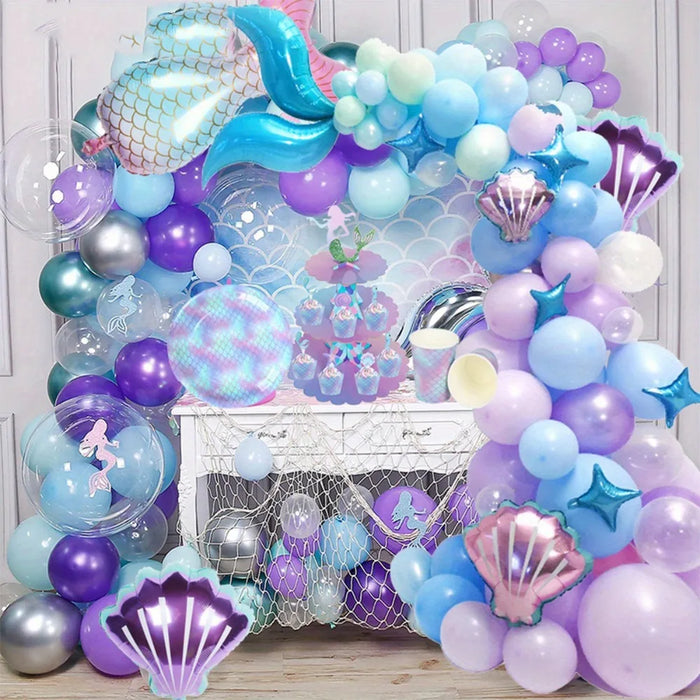 87Pcs Mermaid Themed Scene Decoration Summer Party Decoration Wedding Decoration Birthday And Sweet Celebration