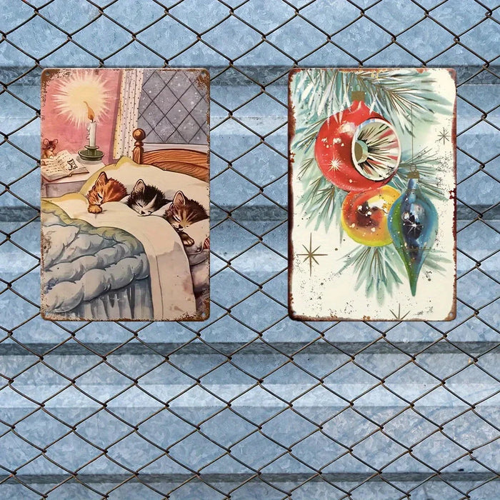 2-Piece Metal Sign Set For Home Bathroom Restaurant Or Room Decor