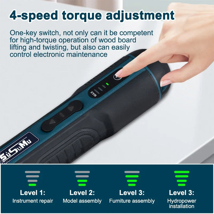 Compact Cordless Screwdriver Set 1300Mah Rechargeable Drill Bits For Household Repairs