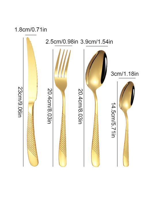 24 Piece Stainless Steel Tableware Set With Colourful Box Packaging