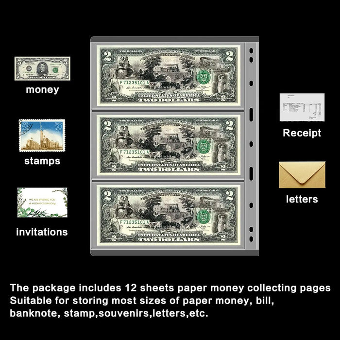 200 Pocket Coin Collection Book 30 Sleeve Paper Money Display Case