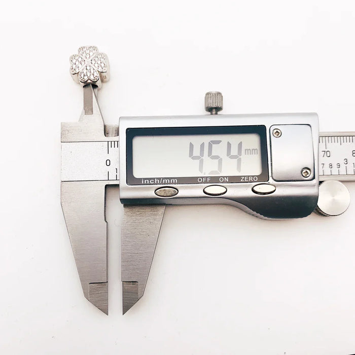 925 Sterling Silver Cloverleaf Beads White Stone Lucky Charms For Europe Bracelets