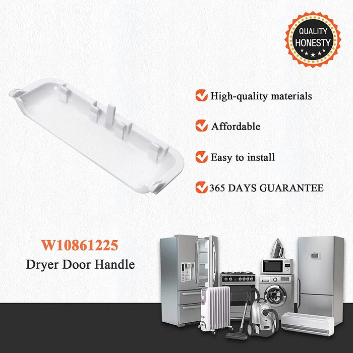 W10861225 W10714516 Dryer Door Handle Replacement Compatible For Dryers Replaces Ap5999398 Ps11731583 W10861225Vp