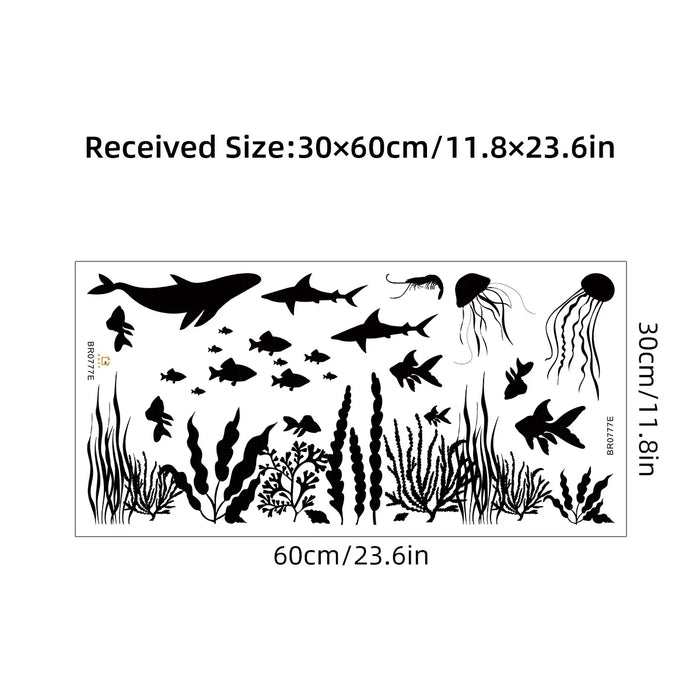 Marine Animal & Fish Silhouette Wall Stickers For Kids Room Decor