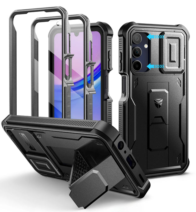 For Samsung Galaxy A15 6.5 Inch Full Body Rugged Case With Camera Case & Built-In Screen Protector Kickstand