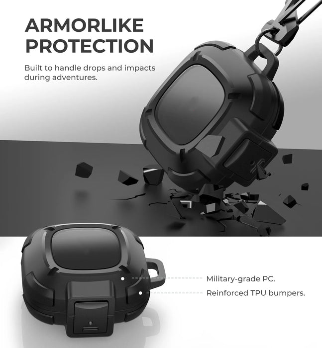 For Beats Fits Pro 2021 Tpu Shockproof Clear Rugged Bumper Case With Secure Lock Carabiner & Keyring