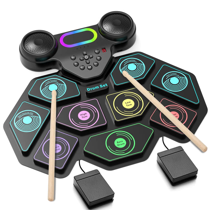 Portable Electronic Drum Set For Kids & Adults 9 Pads With Headphone Jack & Speaker