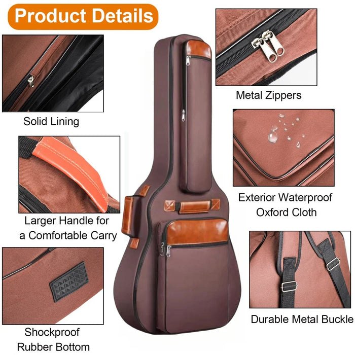 41 Waterproof Acoustic Guitar Bag With Double Straps
