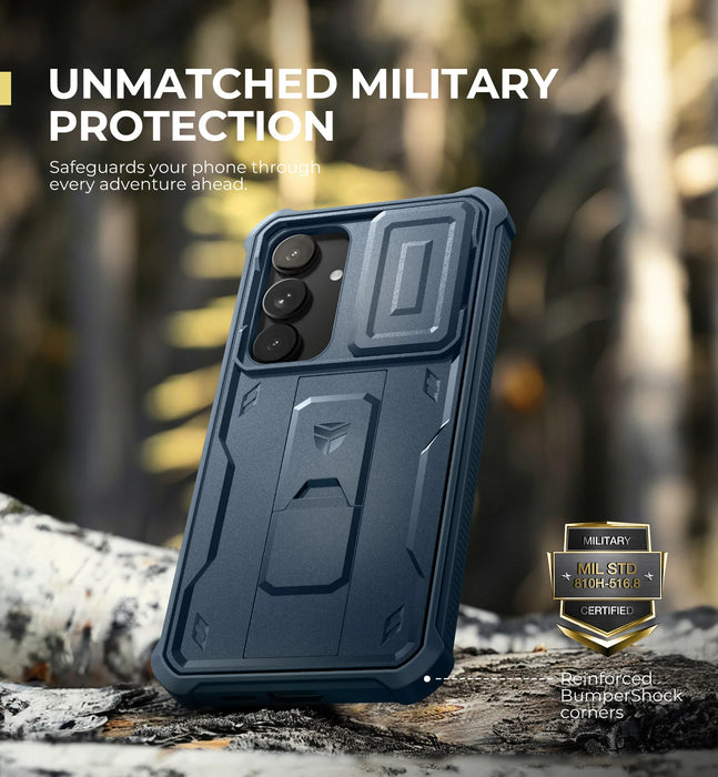 For Samsung Galaxy S25 Plus 2025 Full Body Rugged Kickstand Case With Camera Case & Built-In Screen Protector