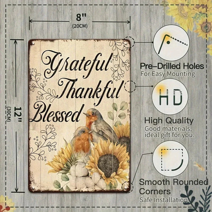 4Pcs Sunflower Wall Decor Set Retro Tin Signs Kitchen Accessories Inspirational