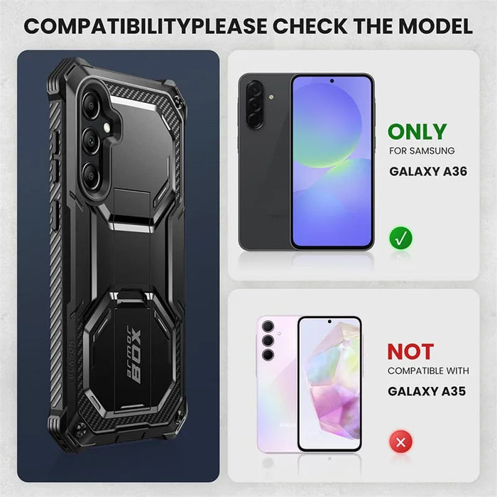 For Samsung Galaxy A36 Armorbox Full-Body Rugged Shockproof Phone Case With Built-In Screen Protector & Stand