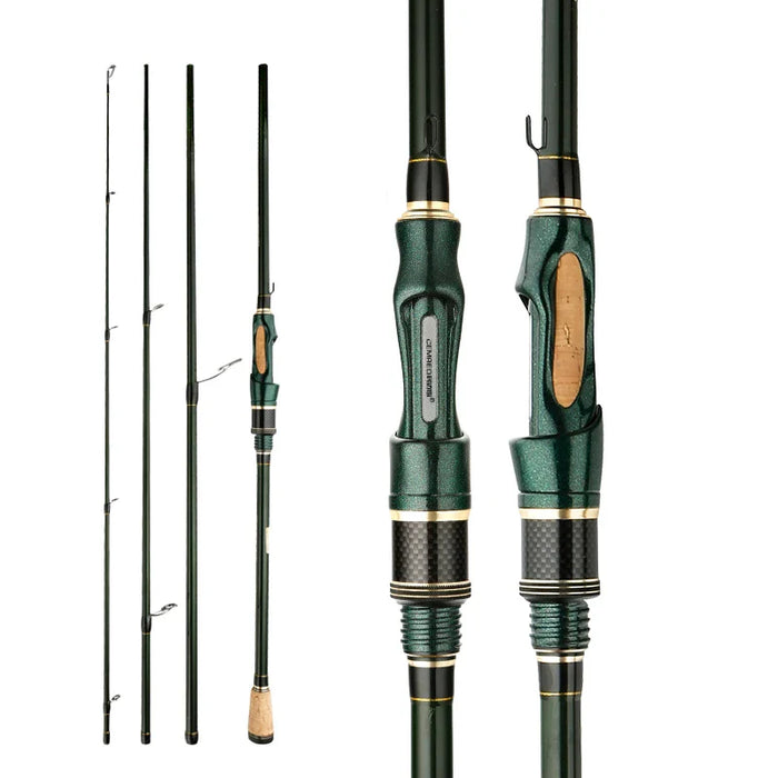 Portable Carbon Spinning Fishing Rod 4 5 Sections 1.8M / 2.1M / 2.4M