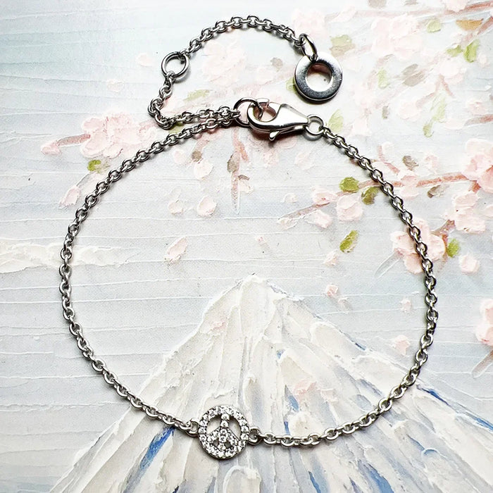 925 Sterling Silver White Zircon Peace Bracelet Link Chain Jewelry For Women