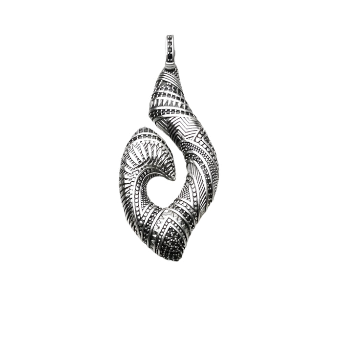925 Sterling Silver Maori Style Pendant Hook Ethnic Fashion Jewelry For Men & Women
