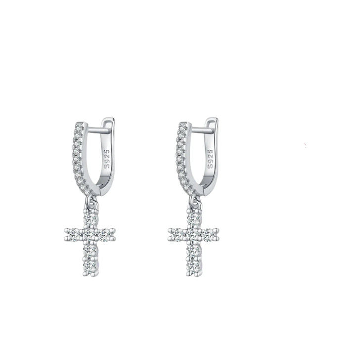925 Sterling Silver Dazzling Vvs1 Moissanite Hoop Earrings