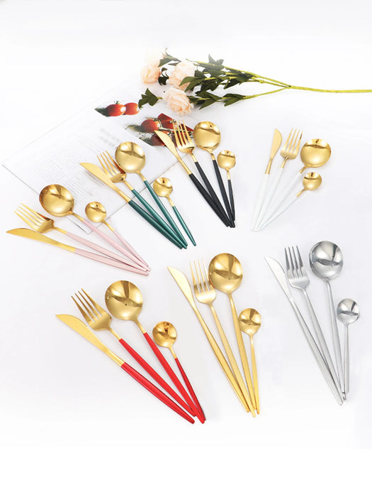 4 Piece Black Gold Stainless Steel Cutlery Set