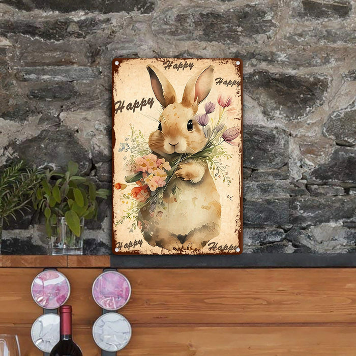 Easter Bunny Metal Sign For Cafe Or Living Room Decor