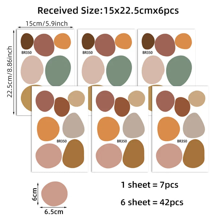 Boho Circle Stone Wall Stickers 42Pcs For Home Decor