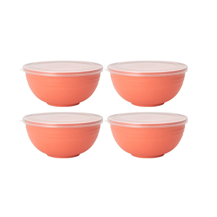 2 / 4 / 6 Piece Reusable Plastic Bowls With Lids For Home Kitchen Camping Work School