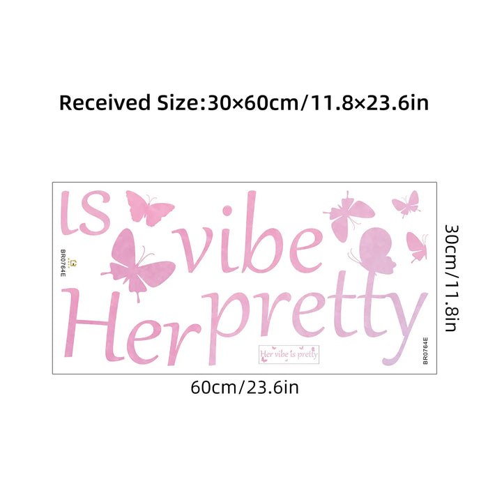 Pretty Pink Text Wall Sticker For Girls Room Decor