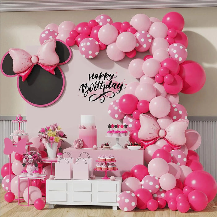 124Pcs Pink And White Balloon Garland Arch Kit Suitable For Pink Bow Bridal Shower Birthday Mother'S Day Valentine'S Day