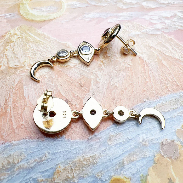 925 Sterling Silver Romantic Gift Drop Earrings Cosmic Talismans For Women