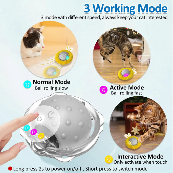 Interactive Cat Toy With Moving Ball And Light