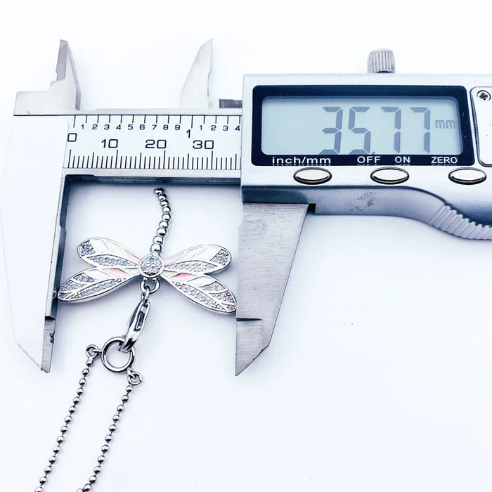 925 Sterling Silver Dragonfly Filigree Charm Necklace Fashion For Women