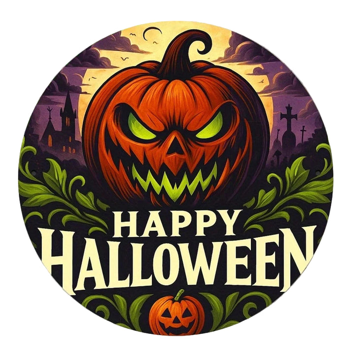 Retro Round Iron Sign Halloween Pumpkin Celebration Picture For Bedroom Or Dining Room