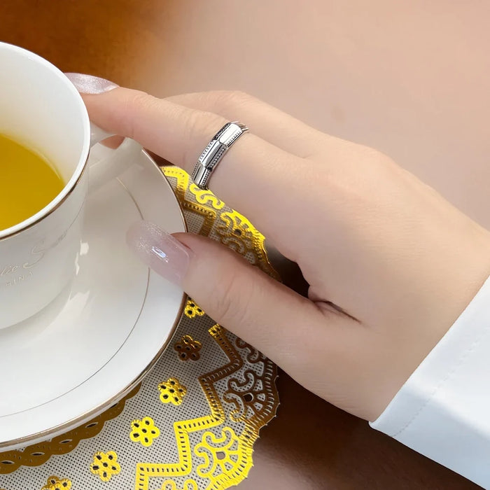 925 Sterling Silver Angular Nine Cornered Band Ring Ethnic Fine Jewelry For Women & Men Autumn