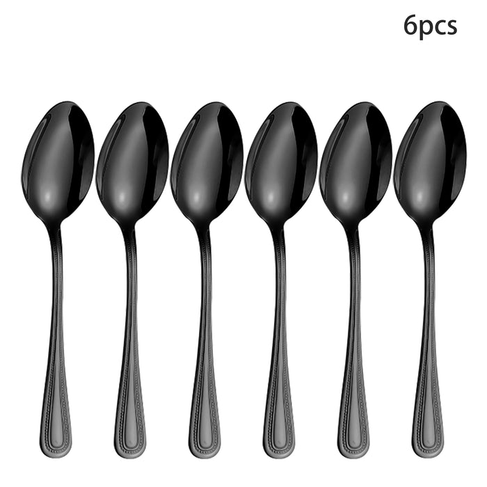 4 / 6 / 16 / 24 Piece Stainless Steel Black Tableware Set