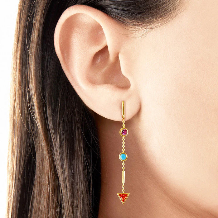 925 Sterling Silver Colourful Drop Earrings Lucky Romantic Gift For Women