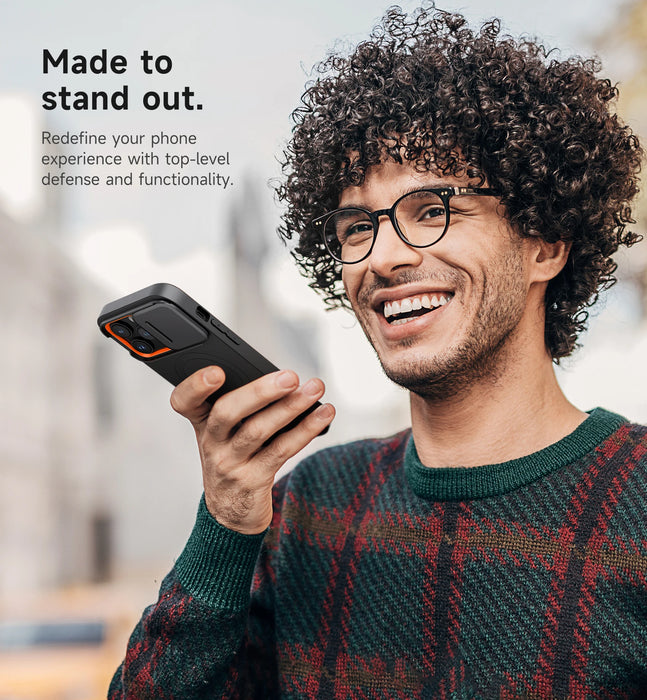 For Iphone 14 Pro Max Magsafe Shockproof Bumper Slim Protective Case With Magnetic Camera Slide And Kickstand