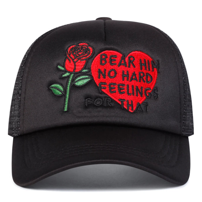 Love Rose Embroidered Baseball Cap Adjustable Sun Hat