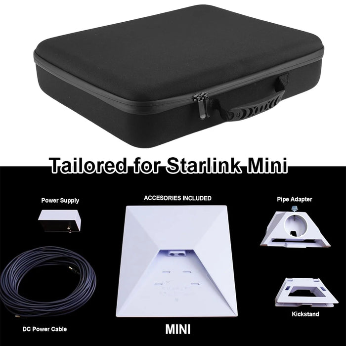 Hard Carrying Case For Starlink Mini Dish Kickstand Pipe Adapter Travel Case Shock-Absorbing Foam Storage Case For Starlink Mini