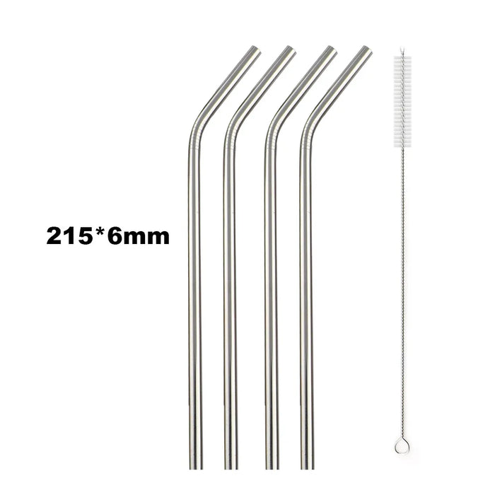Stainless Steel Reusable Drinking Straws With Cleaning Brush