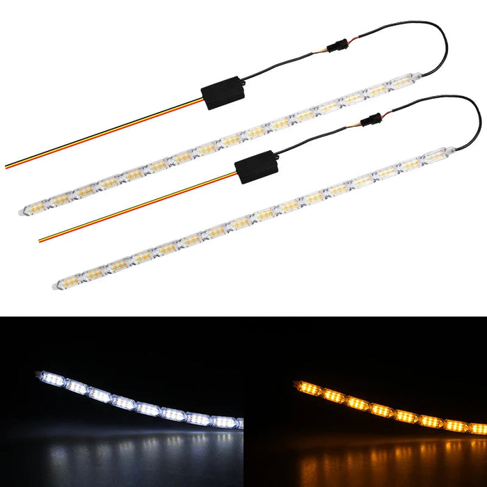 24V Flowing Drl Led Daytime Running Light 2Pcs Sequential Flexible Strip Turn Signal For Car Headlight